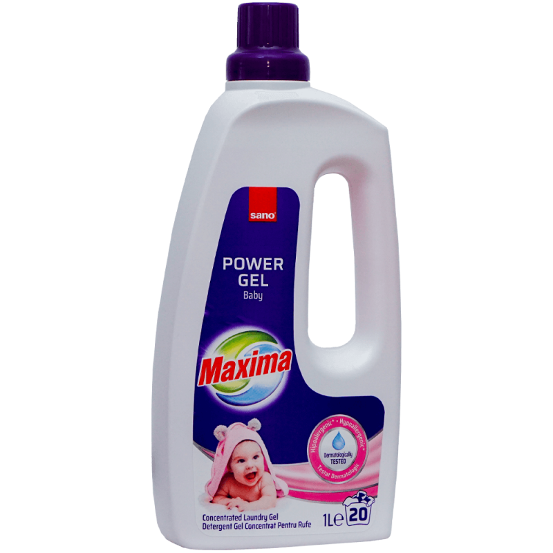 Detergent gel concentrat pentru rufe Sano Maxima Baby, 1 litru, 20 spălări